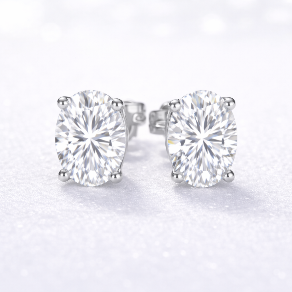 1.5ct Oval Lab Diamond Stud Earrings EF-VS, 14K gold | i Luv Jewelry