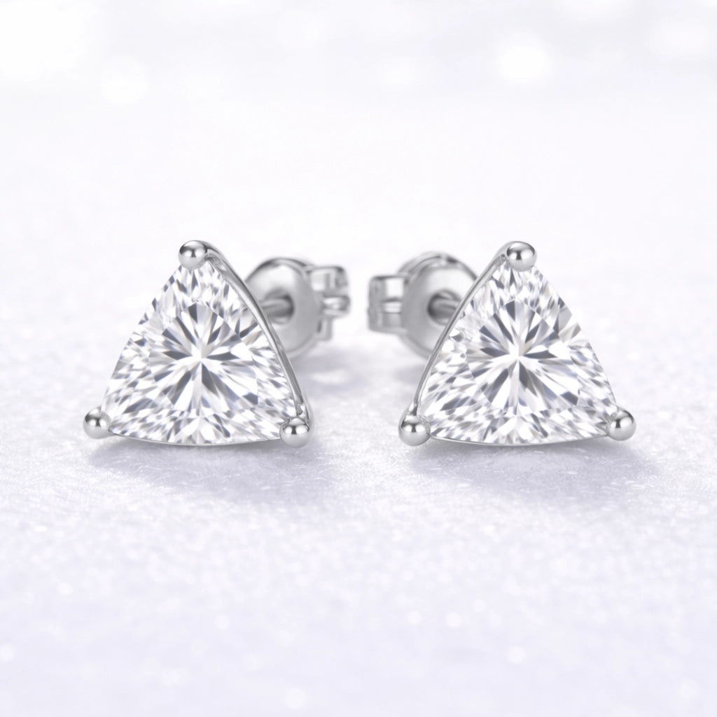 1.5ct Triangular Lab Diamond Stud Earrings EF-VS, 14K gold | i Luv Jewelry