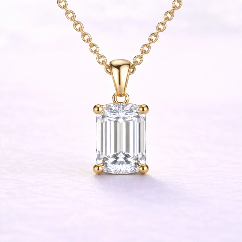 1ct Emerald Cut Lab Diamond Pendant in 14k Yellow Gold