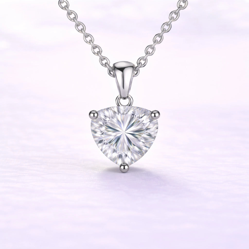 1ct Heart Cut Lab Diamond Pendant in 14k White Gold