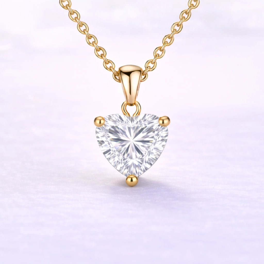 1ct Heart Cut Lab Diamond Pendant in 14k Yellow Gold
