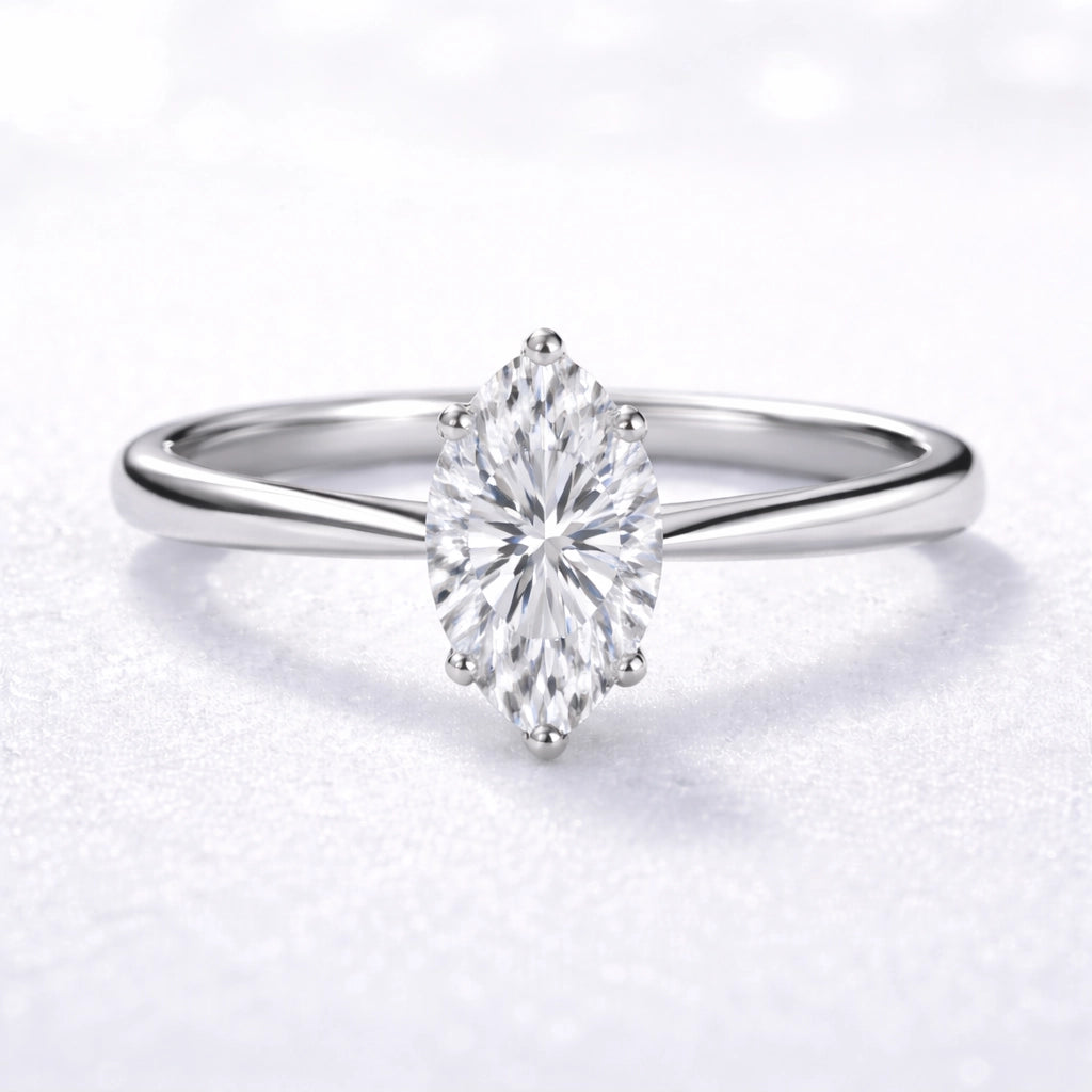 1ct Marquise Lab Diamond Engagement Ring in 14K Gold