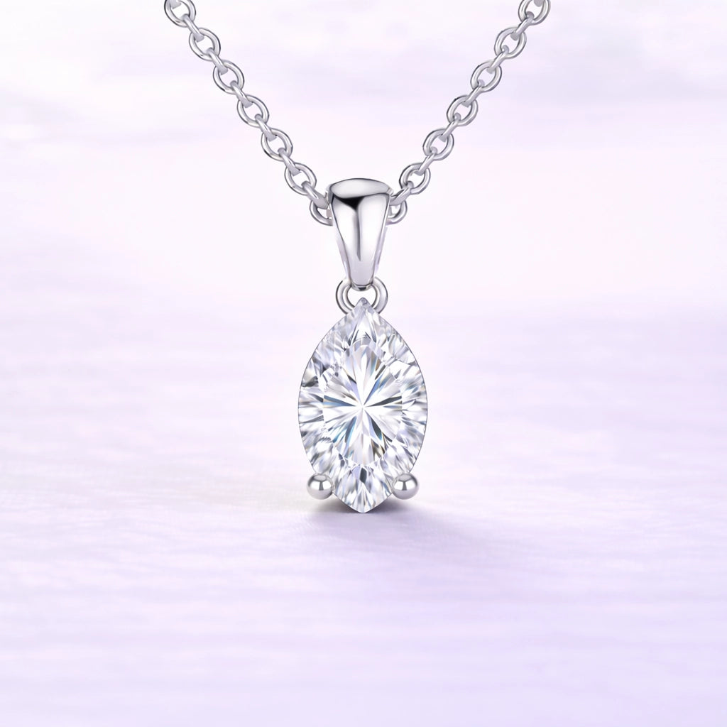 1ct Marquise Cut Lab Diamond Pendant in 14k White Gold