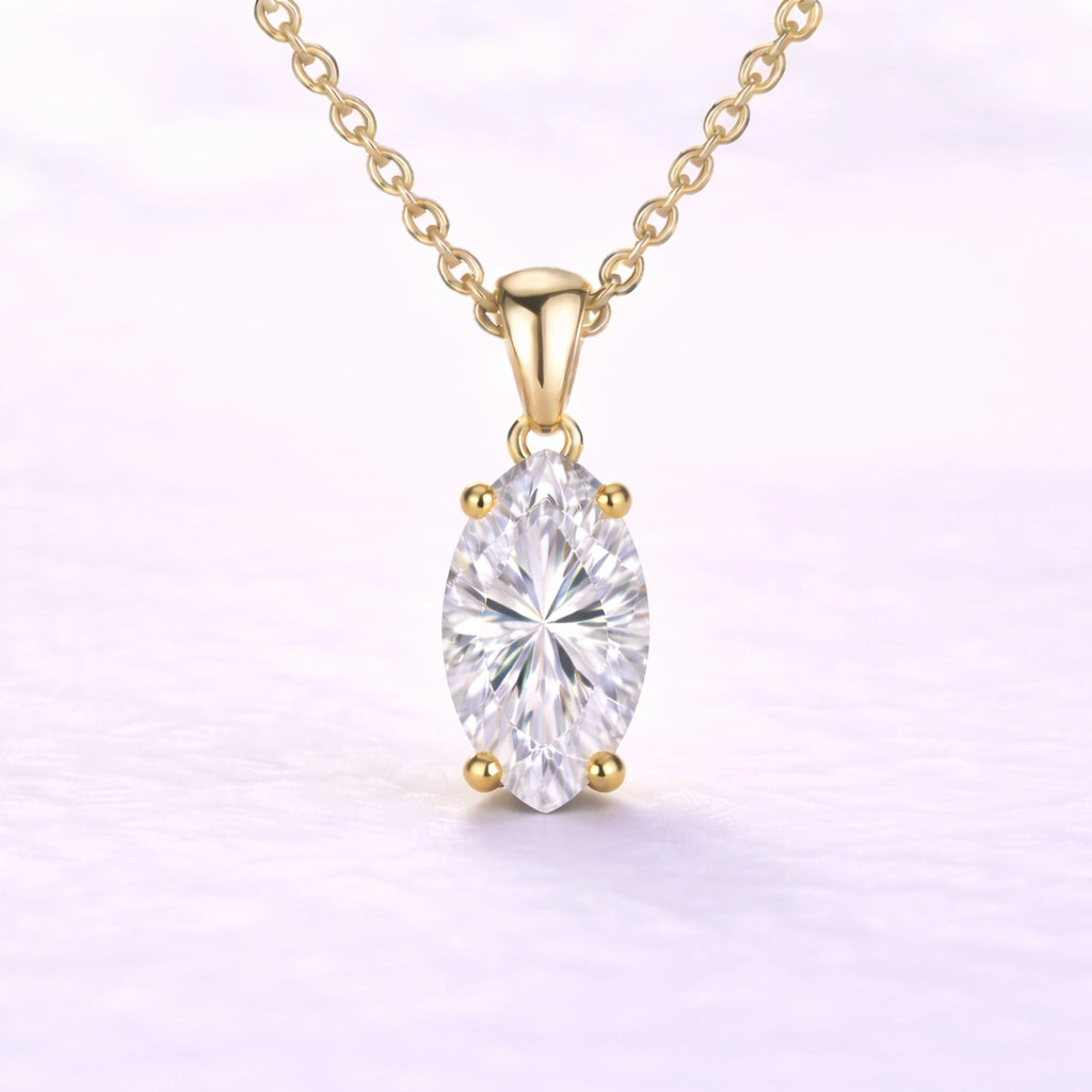 1ct Marquise Cut Lab Diamond Pendant in 14k Yellow Gold