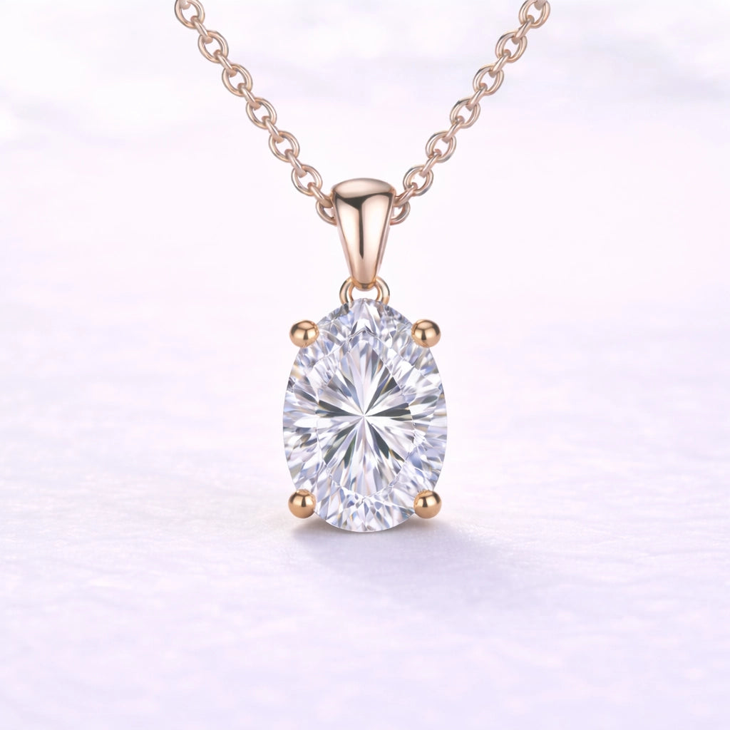 1ct Oval Cut Lab Diamond Pendant in 14k Rose Gold