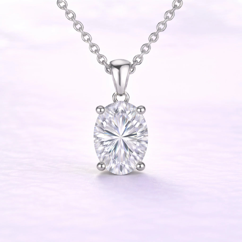 1ct Oval Cut Lab Diamond Pendant in 14k White Gold