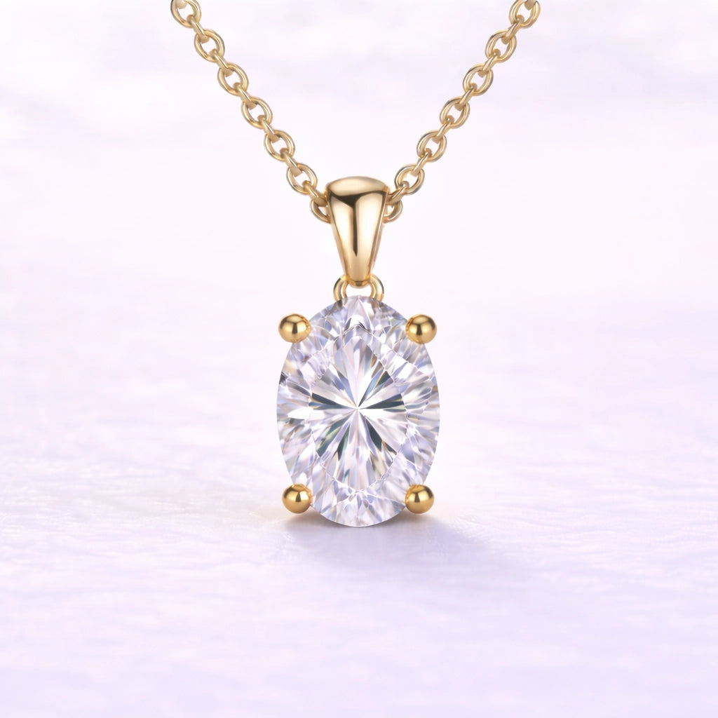 1ct Oval Cut Lab Diamond Pendant in 14k Yellow Gold