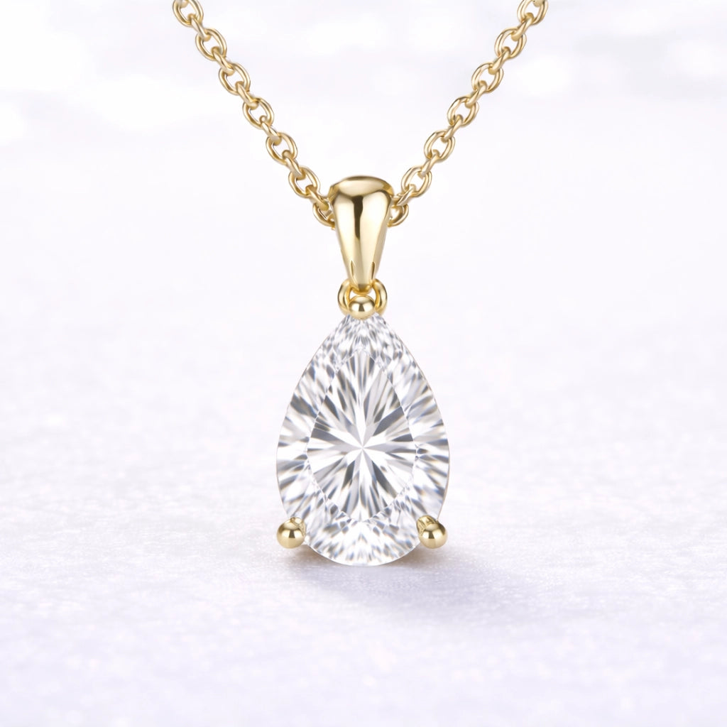 2ct Pear Cut Lab Diamond Pendant in 14k Yellow Gold