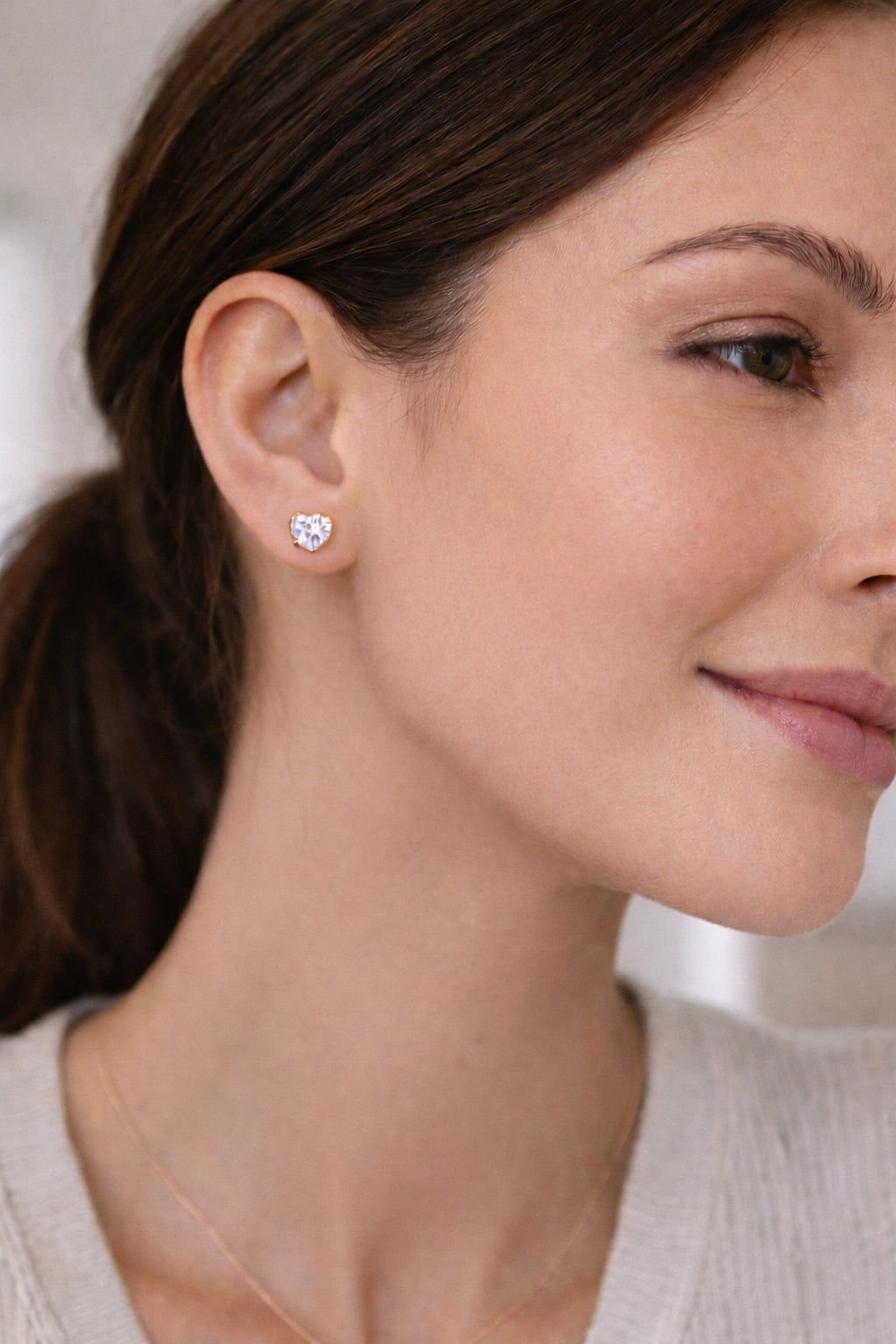 14K White Gold 4-Prong Heart Shape Lab Diamond Stud Earrings (1/4 ct. tw.)