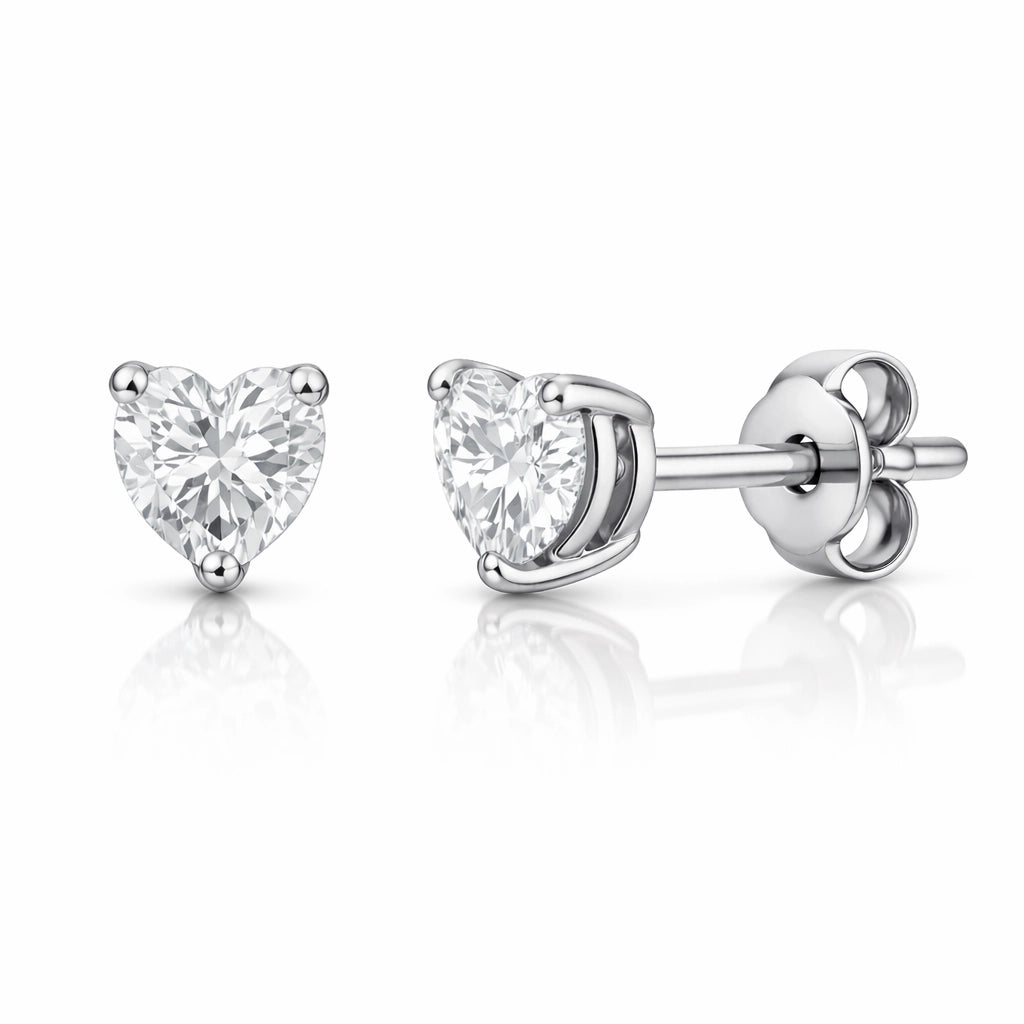14K White Gold 4-Prong Heart Shape Lab Diamond Stud Earrings (1/4 ct. tw.)