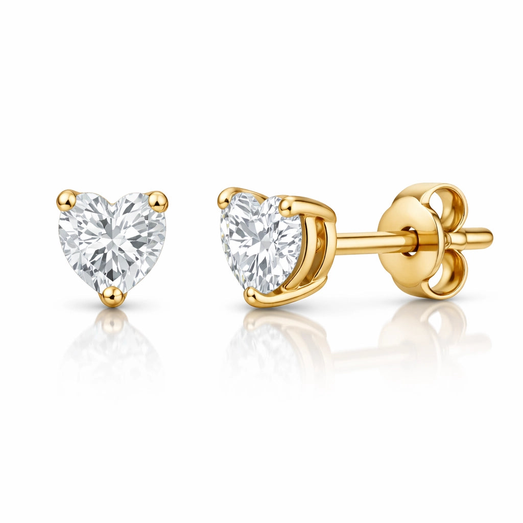 14K White Gold 4-Prong Heart Shape Lab Diamond Stud Earrings (1/4 ct. tw.)