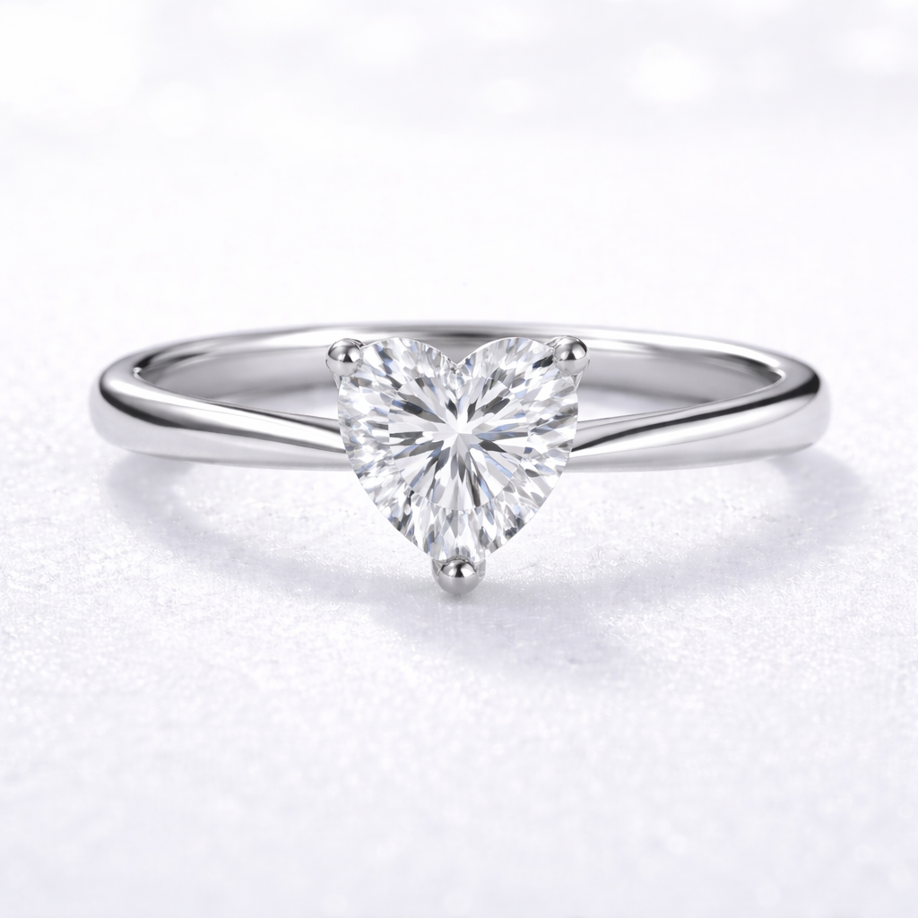 1ct Heart Lab Diamond Engagement Ring in 14K Gold