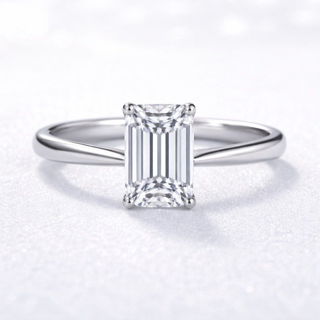 1ct Emerald Cut Lab Diamond Engagement Ring