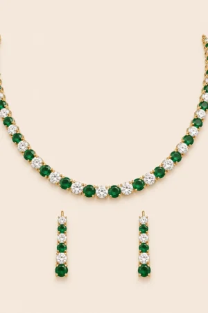 Emerald Tennis Necklace Set