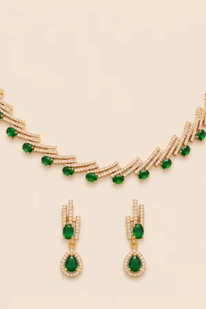 Chevron Emerald Necklace Set