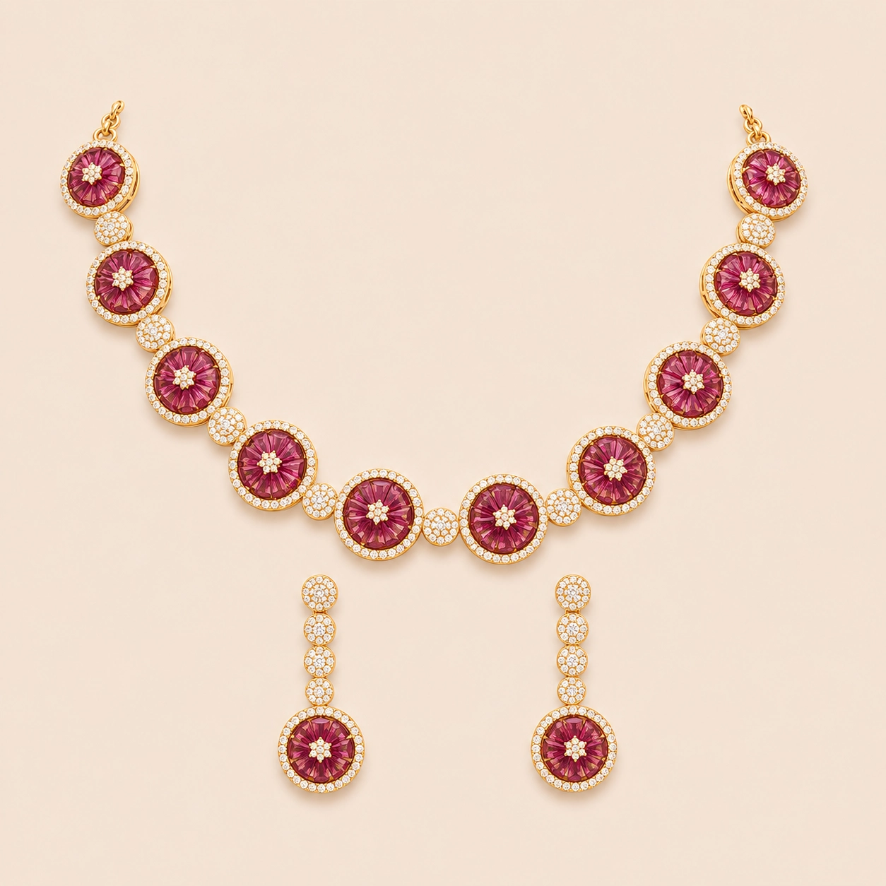 Ruby Halo Collar Set