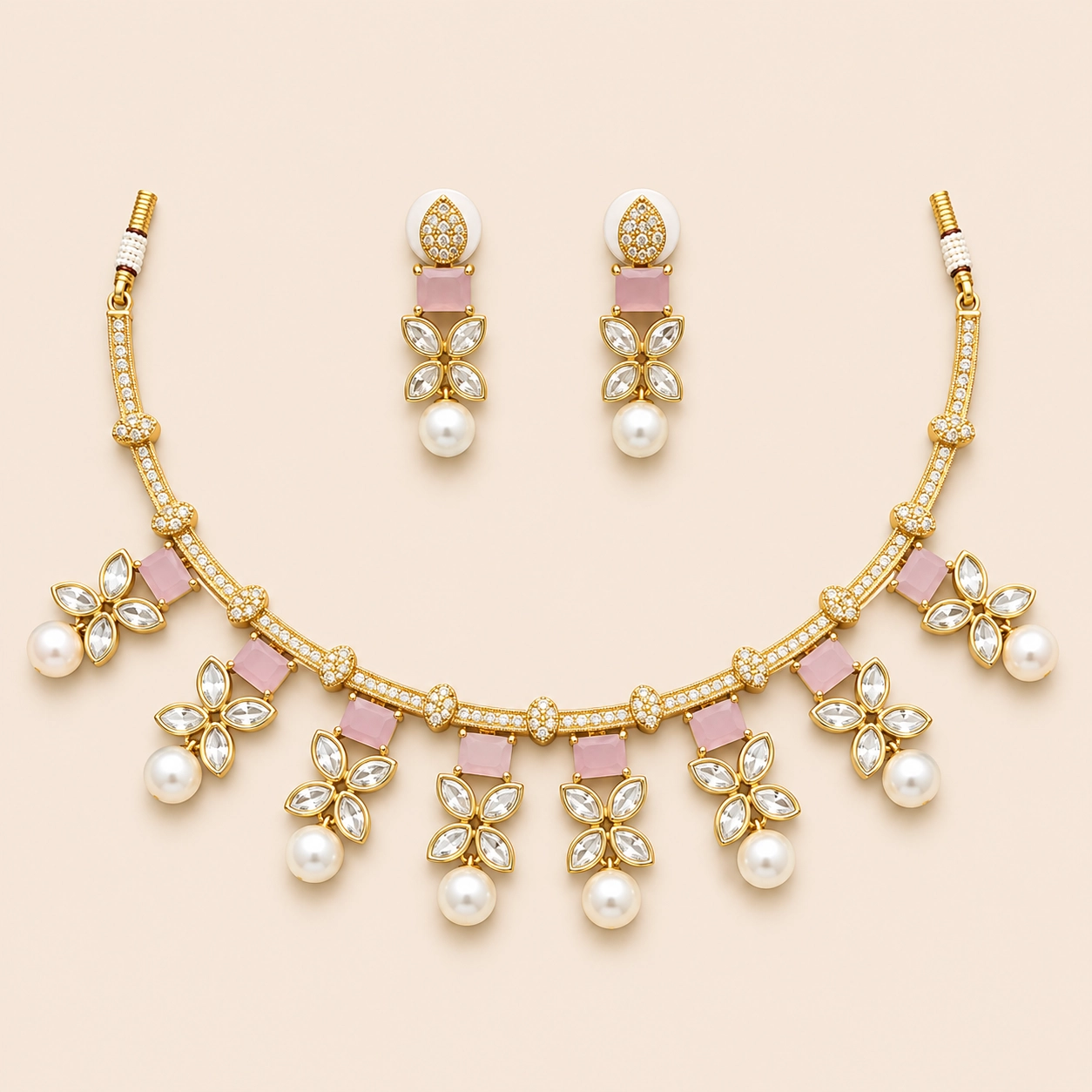 Blush Kundan Pearl Set