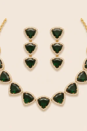 Emerald Triangle Necklace Set
