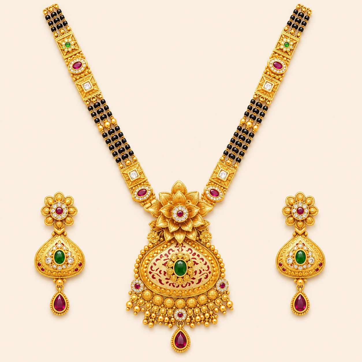 Teal Blossom Mangalsutra Set
