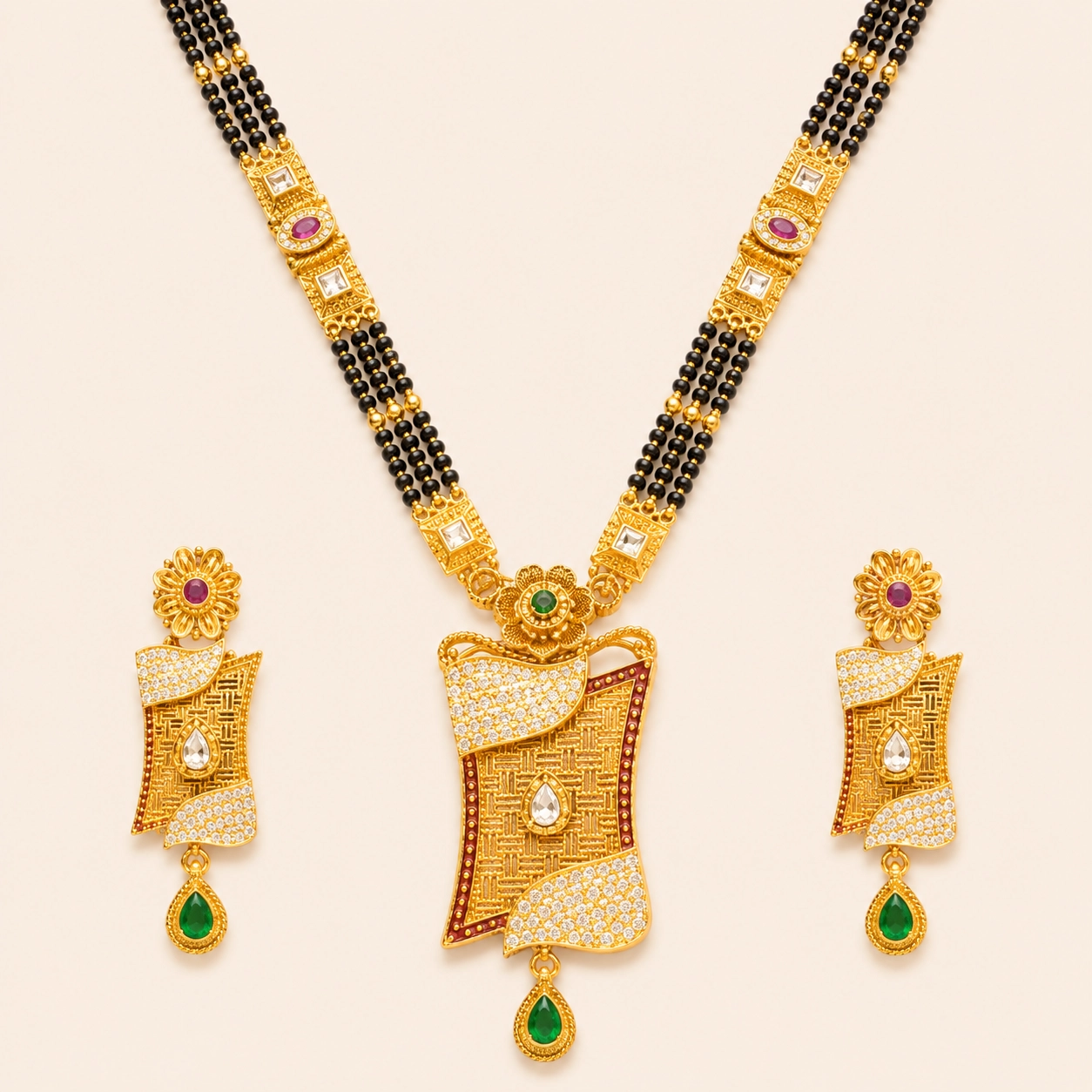 Ivory Fan Mangalsutra Set