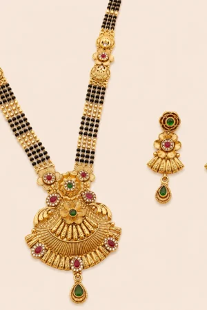 Golden Fan Mangalsutra Set
