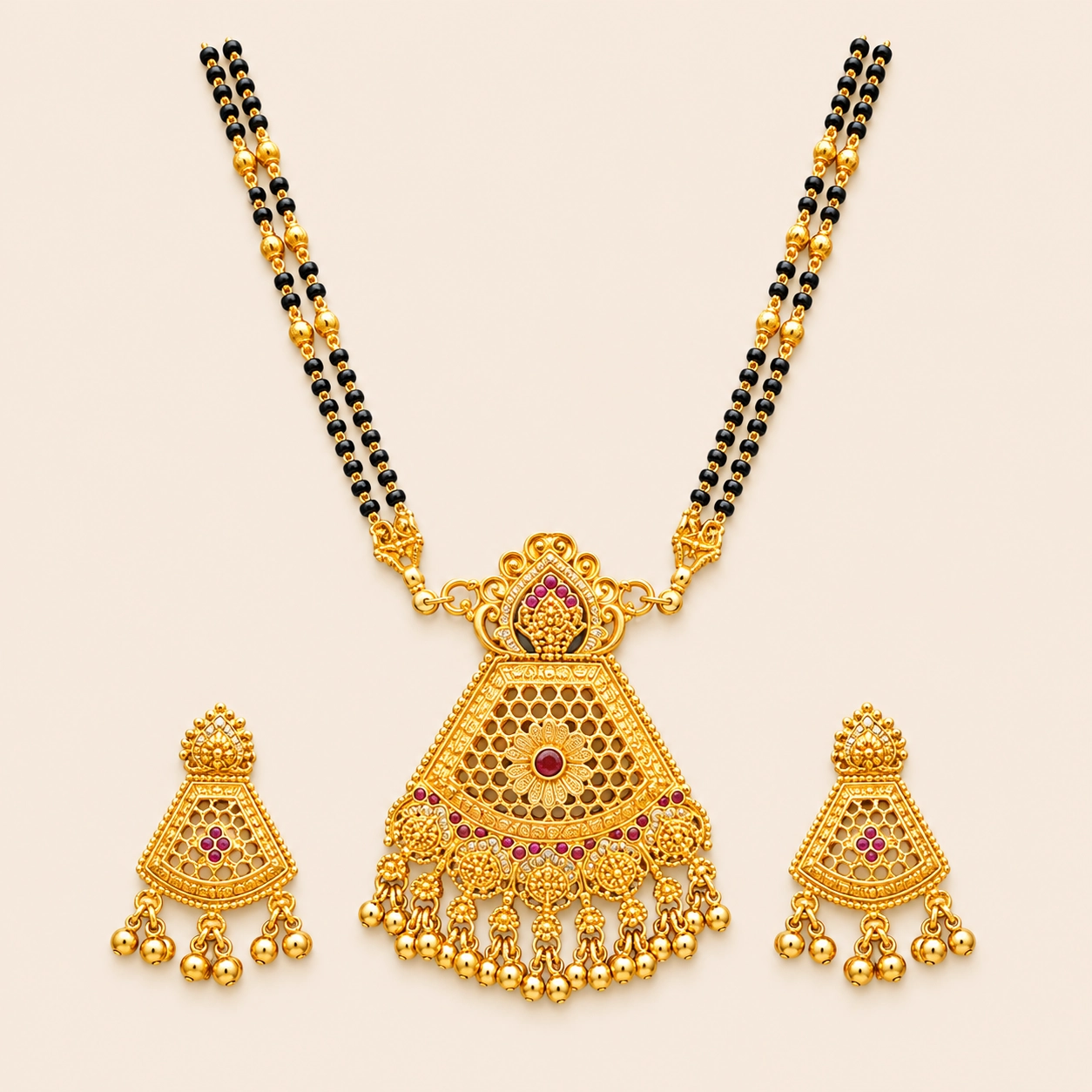 Temple Jhumka Mangalsutra Set