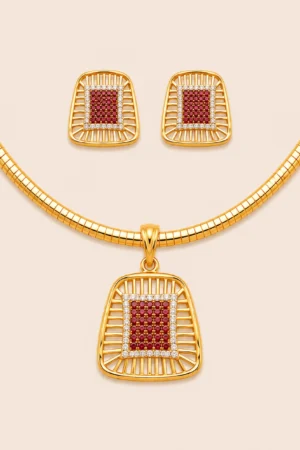 Square Ruby Choker Set