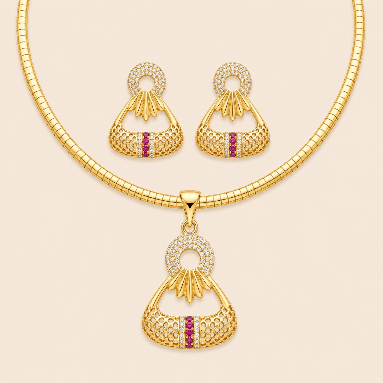 Ruby Filigree Collar Set