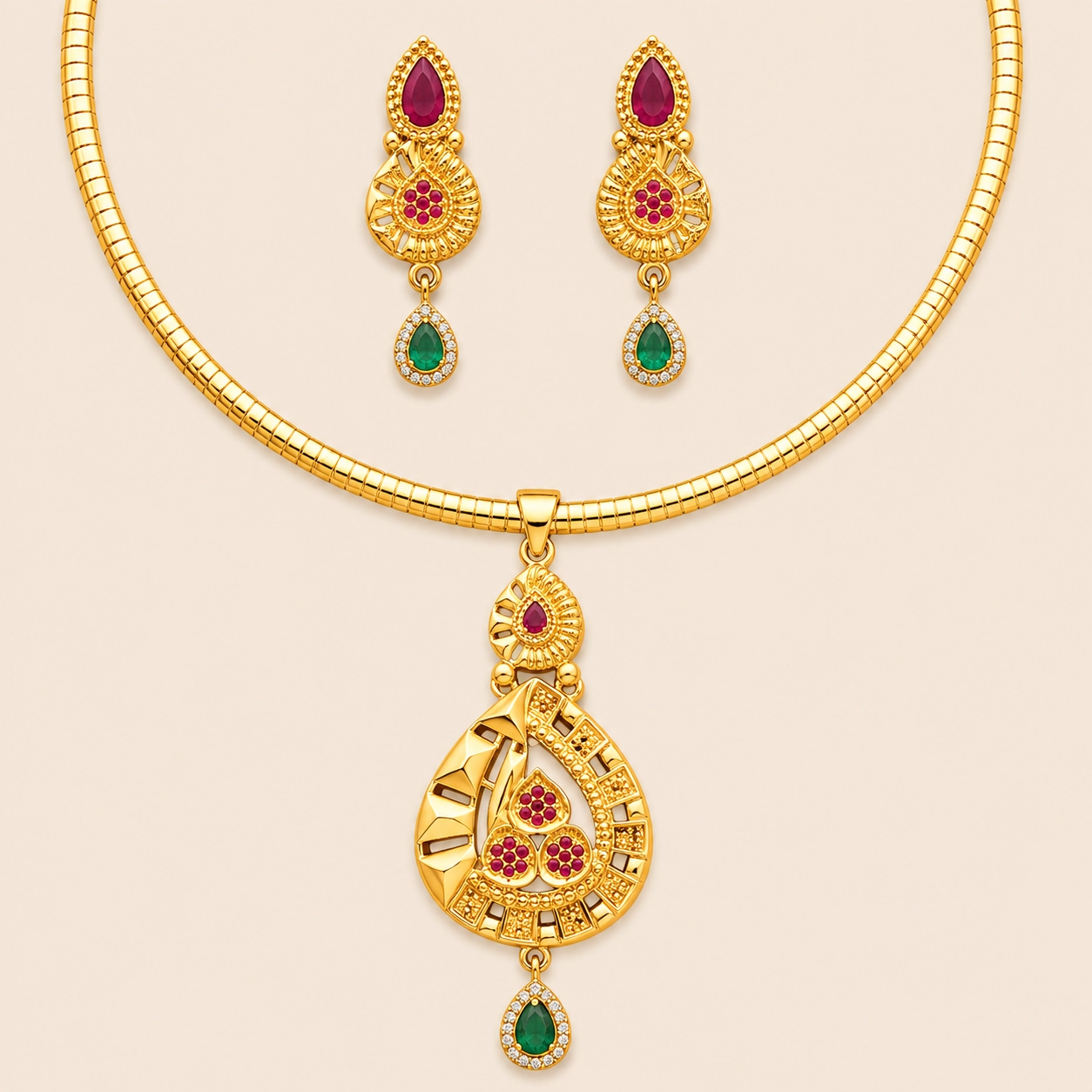 Matte Floral Pendant Set