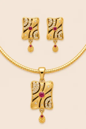 Geometric Ruby Collar Set