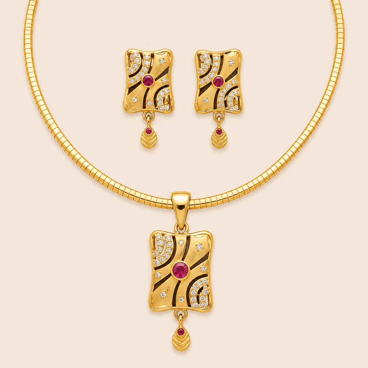 Geometric Ruby Collar Set