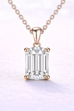 1ct Emerald Cut Lab Diamond Pendant in 14k Rose Gold