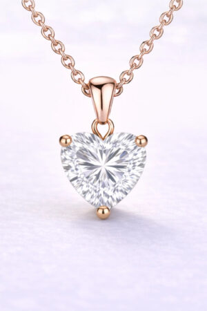 1ct Heart Cut Lab Diamond Pendant in 14k Rose Gold
