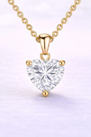 1ct Heart Cut Lab Diamond Pendant in 14k Yellow Gold