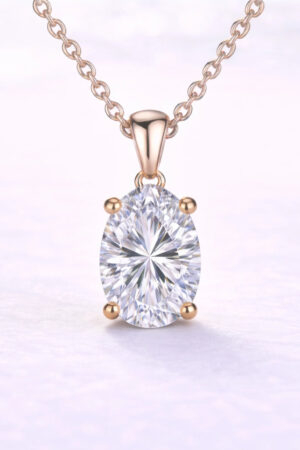 1ct Oval Cut Lab Diamond Pendant in 14k Rose Gold