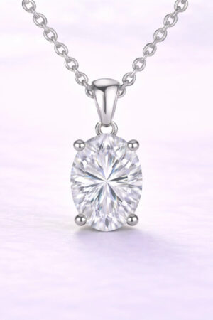 1ct Oval Cut Lab Diamond Pendant in 14k White Gold