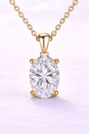 1ct Oval Cut Lab Diamond Pendant in 14k Yellow Gold