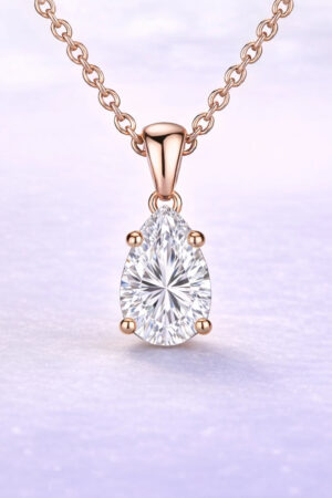 1ct Pear Cut Lab Diamond Pendant in 14k Rose Gold