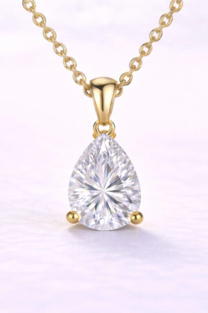 1ct Pear Cut Lab Diamond Pendant in 14k Yellow Gold