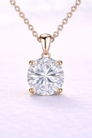 1ct Round Cut Lab Diamond Pendant in 14k Rose Gold