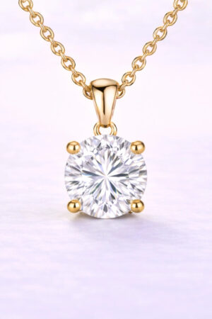 1ct Round Cut Lab Diamond Pendant in 14k Yellow Gold