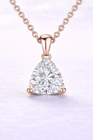 1ct Triangular Cut Lab Diamond Pendant in 14k Rose Gold