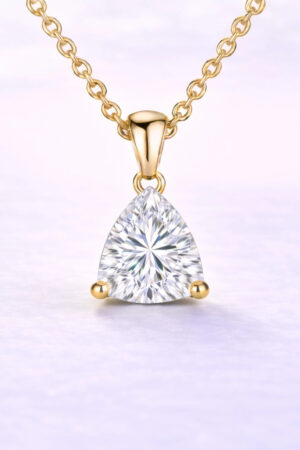1ct Triangular Cut Lab Diamond Pendant in 14k Yellow Gold