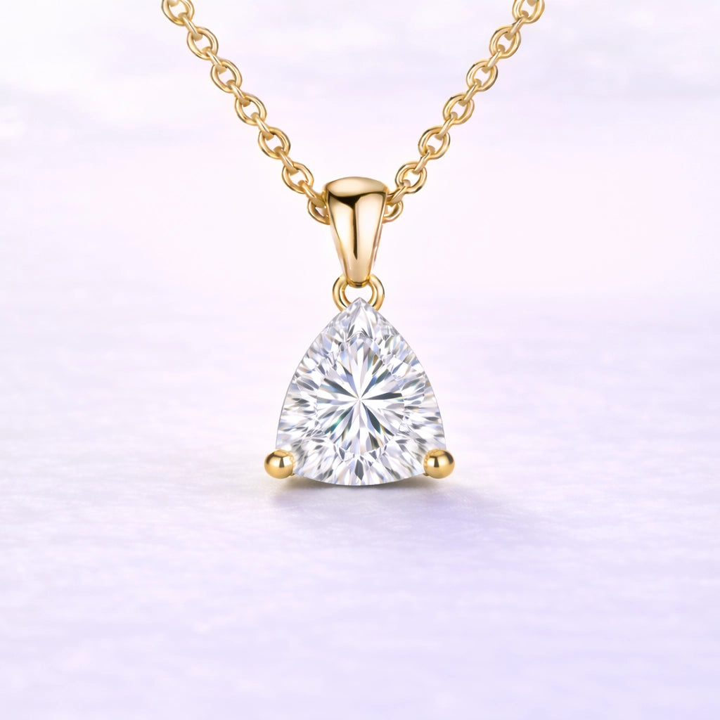 1ct Triangular Cut Lab Diamond Pendant in 14k Yellow Gold