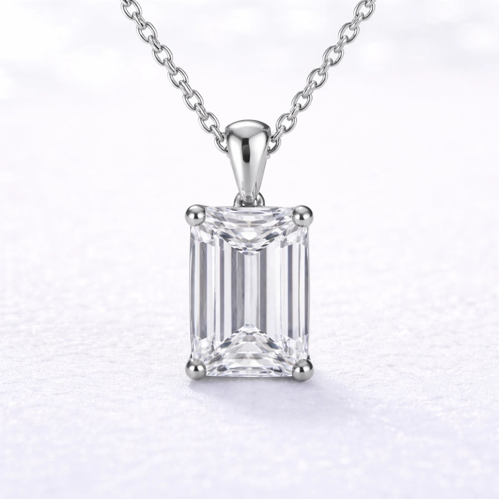 2ct Emerald Cut Lab Grown Diamond Pendant in 14k White Gold