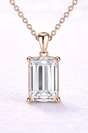 2ct Emerald Cut Lab Diamond Pendant in 14k Rose Gold