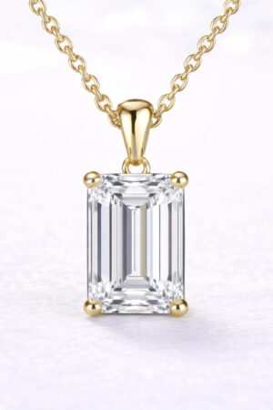 2ct Emerald Cut Lab Diamond Pendant in 14k Yellow Gold