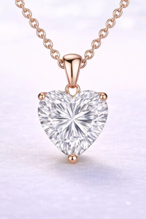 2ct Heart Cut Lab Diamond Pendant in 14k Rose Gold
