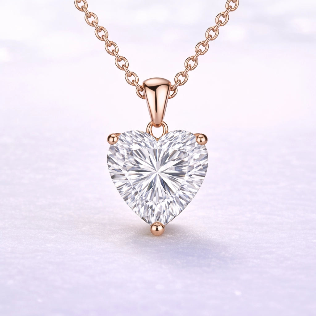 2ct Heart Cut Lab Diamond Pendant in 14k Rose Gold