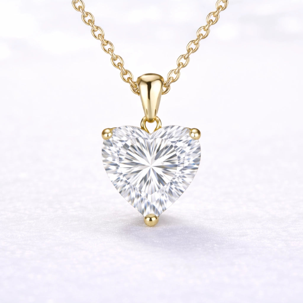 2ct Heart Cut Lab Diamond Pendant in 14k Yellow Gold